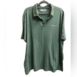 OREGON DUCKS TOMMY BAHAMA Football Collared Men’s Polo Green Micro stripe SZ XL
